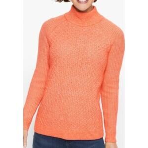 Talbots Womens Mock Turtleneck Pullover Sweater XLP Orange Long Sleeve
